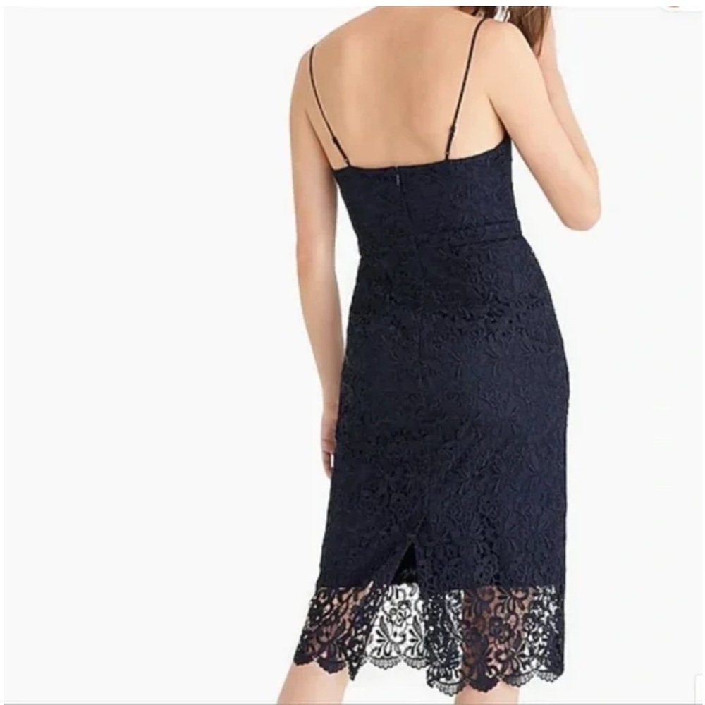J Crew Navy Blue Guipure Lace Midi Dress Size 4 - Picture 2 of 11